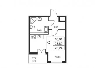 Продам квартиру студию, 25.2 м2, Ленинградская область