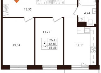 Продам 2-комнатную квартиру, 55.6 м2, Санкт-Петербург