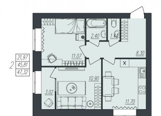 Продаю 2-комнатную квартиру, 47.3 м2, Волгоград, Тракторозаводский район, улица Атласова, 12