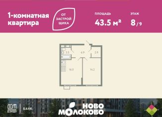 Продается 2-ком. квартира, 43.5 м2, село Молоково, жилой комплекс Ново-Молоково, 13