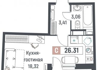 Продам квартиру студию, 26.3 м2, Мурино