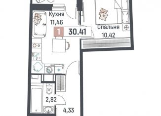 Продажа 1-комнатной квартиры, 30.4 м2, Мурино