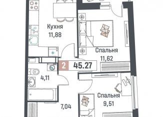 Продам 2-комнатную квартиру, 45.3 м2, Мурино, ЖК Авиатор