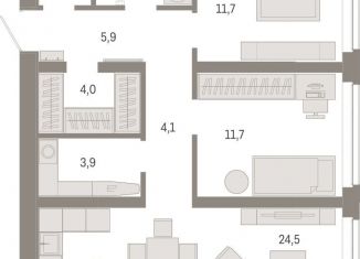 Продам 2-ком. квартиру, 72.4 м2, Тюменская область, улица Республики, 203