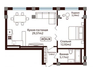 Продам двухкомнатную квартиру, 54.2 м2, Каспийск, микрорайон Кемпинг, 1045А