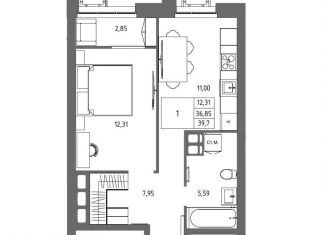 Продам 1-ком. квартиру, 39.7 м2, Волгоград, Дзержинский район