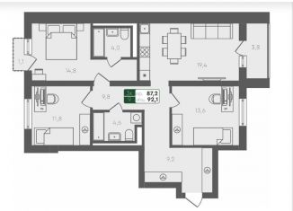 Продаю 3-ком. квартиру, 92.1 м2, Тюменская область, Бульварная улица, 7