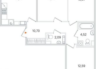 Продаю трехкомнатную квартиру, 78 м2, Пушкин