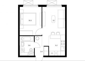 1-комнатная квартира на продажу, 34.4 м2, Москва, ЮВАО