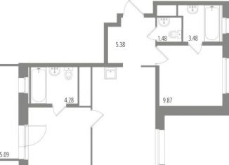 Продается 2-комнатная квартира, 52.8 м2, посёлок Шушары, Пушкинская улица, 30