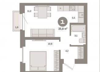 Продажа однокомнатной квартиры, 35.8 м2, Москва, станция Бульвар Рокоссовского, Тагильская улица, 6/5