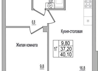 Продается 1-комнатная квартира, 40.1 м2, деревня Борисовичи, улица Героя России Досягаева, 4