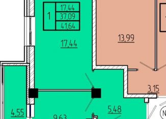 Продажа 1-ком. квартиры, 41.6 м2, Омская область, Волгоградская улица, с3