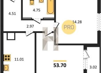 Продам двухкомнатную квартиру, 53.7 м2, Батайск, ЖК Пальмира 2.0, улица Ушинского, 29к3