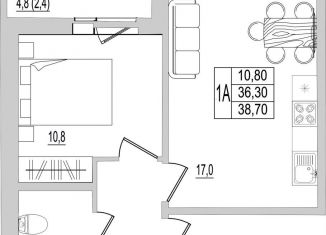 Продается однокомнатная квартира, 38.7 м2, Псковская область