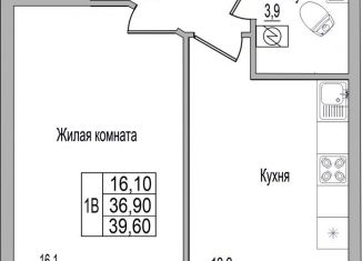 1-комнатная квартира на продажу, 39.6 м2, Псковская область, улица Героя России Досягаева, 4