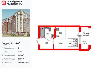 Квартира на продажу студия, 22.2 м2, Калининградская область