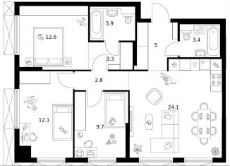 Продаю трехкомнатную квартиру, 76.9 м2, Москва, ВАО