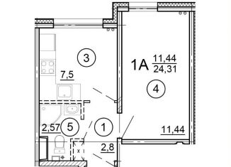 Продам 1-ком. квартиру, 24.3 м2, Тверь, улица Левитана, 93А