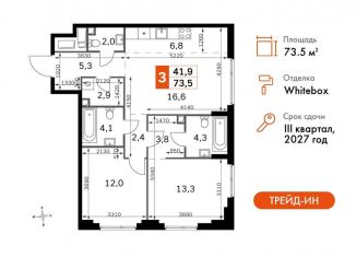 Продаю 3-комнатную квартиру, 73.5 м2, Москва, СЗАО, жилой комплекс Сидней Сити, к6/3
