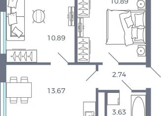 Продается 2-комнатная квартира, 41.8 м2, поселок Придорожный