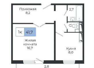 Однокомнатная квартира на продажу, 41.7 м2, Красноярский край, жилой комплекс Три слона, 2