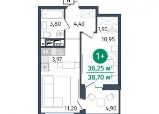 Продаю 1-ком. квартиру, 36.3 м2, Тюмень, улица Тимофея Кармацкого, 17