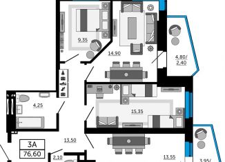 Продам 3-ком. квартиру, 76.6 м2, Ростов-на-Дону