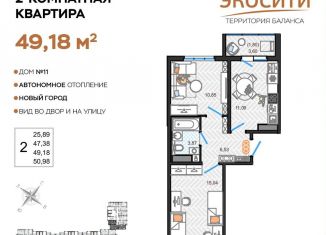 Продаю 2-ком. квартиру, 49.2 м2, Ульяновск, жилой комплекс ЭкоСити, 11