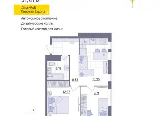 Продаю 2-ком. квартиру, 51.4 м2, Ульяновск, Юго-западная улица, 50