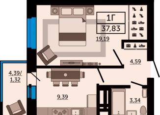 Продается однокомнатная квартира, 37.8 м2, Ростов-на-Дону