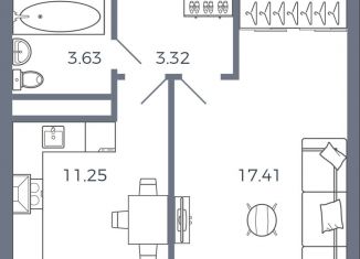 1-ком. квартира на продажу, 35.6 м2, поселок Придорожный