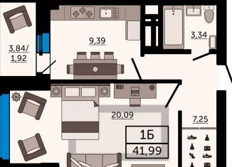 Продам 1-комнатную квартиру, 42 м2, Ростов-на-Дону