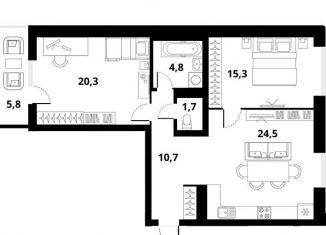 Продается трехкомнатная квартира, 82.2 м2, Новосибирск, Тайгинская улица, с4