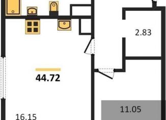 1-комнатная квартира на продажу, 44.7 м2, Воронеж, Ленинский район