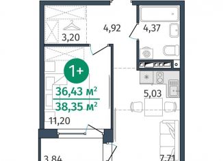 1-ком. квартира на продажу, 36.4 м2, Тюмень, Центральный округ