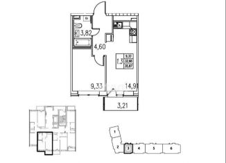 Продам 1-ком. квартиру, 32.7 м2, Санкт-Петербург, ЖК Приневский, Русановская улица, 28