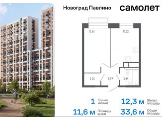 Продается 1-комнатная квартира, 33.6 м2, Московская область, жилой квартал Новоград Павлино, к6