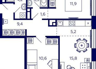 Продам квартиру свободная планировка, 63.6 м2, Уфа, Октябрьский район, улица Энтузиастов, 7