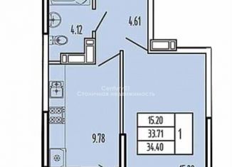 Продается 1-комнатная квартира, 34.4 м2, Краснодар, Командорская улица, 9/2, Прикубанский округ