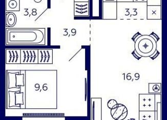 Продам квартиру со свободной планировкой, 39 м2, Уфа, Октябрьский район, улица Энтузиастов, 7