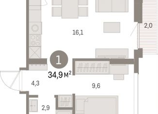 Продам 1-комнатную квартиру, 34.9 м2, Екатеринбург, метро Чкаловская