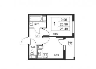 1-ком. квартира на продажу, 28.5 м2, Ленинградская область