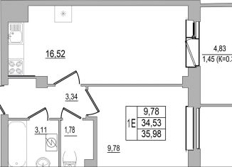 Продам 1-ком. квартиру, 36 м2, Псков, улица Юности, 32, ЖК Смарт-квартал