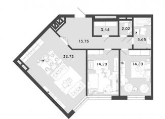 Продаю 2-ком. квартиру, 86 м2, Калуга, 3-й Академический проезд, 1