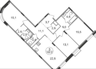 Продам 3-комнатную квартиру, 102.2 м2, Московская область