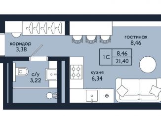 Продается квартира студия, 21.4 м2, Уфа, Советский район