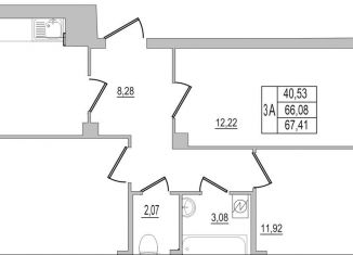 3-комнатная квартира на продажу, 67.4 м2, Псков, улица Юности, 32, ЖК Смарт-квартал