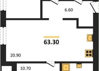 Продается 2-комнатная квартира, 63.3 м2, Новосибирск, метро Студенческая