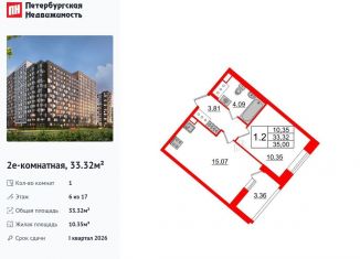 1-комнатная квартира на продажу, 33.3 м2, Санкт-Петербург, Невский район